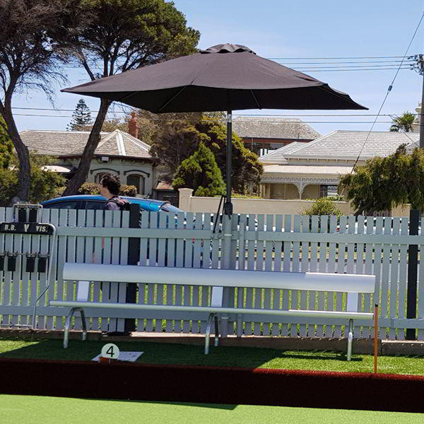 Felton Free Standing Bench Seat with Backrest at Brighton Beach Bowls Club Felton Free Standing Bench Seat with Backrest at Brighton Beach Bowls Club