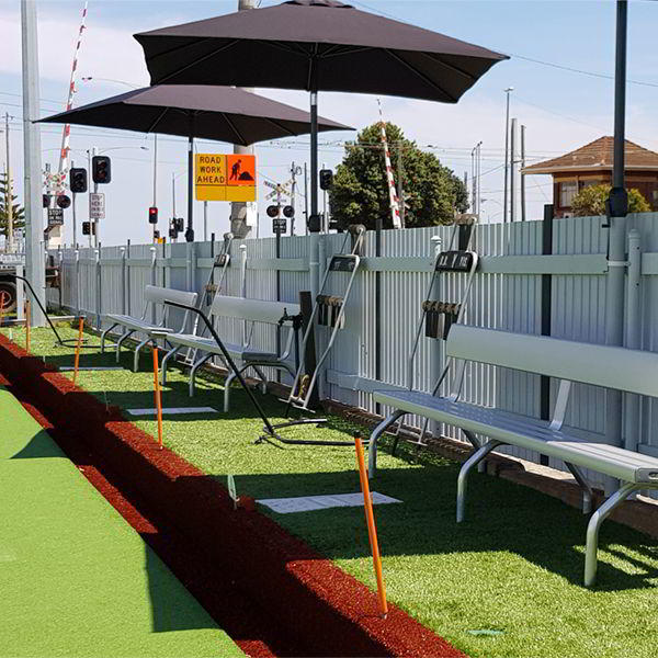 Felton Free Standing Bench Seat with Backrest at Brighton Beach Bowls Club Felton Free Standing Bench Seat with Backrest at Brighton Beach Bowls Club