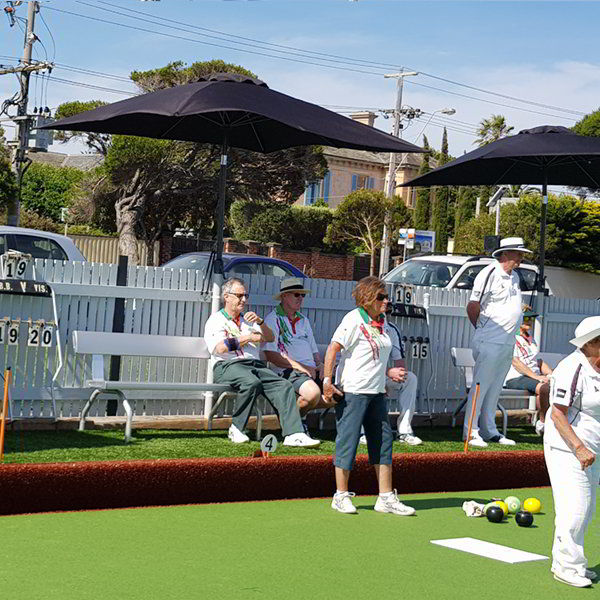 Felton Free Standing Bench Seat with Backrest at Brighton Beach Bowls Club Felton Free Standing Bench Seat with Backrest at Brighton Beach Bowls Club