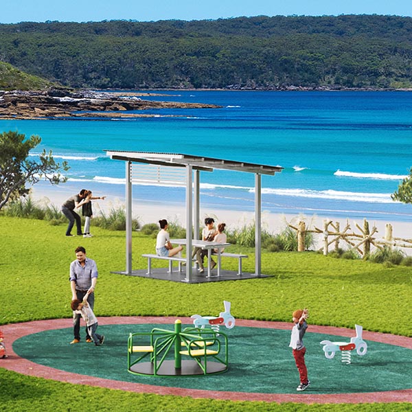 Beachside New Shelters 600x600 banner Felton Industries 3x3 Aluminium Skillion Shelter